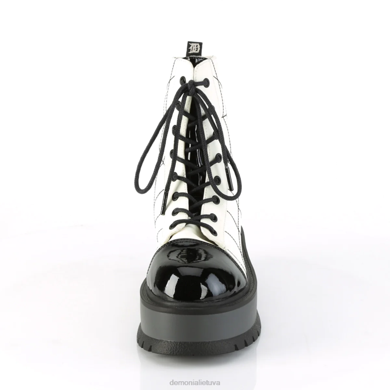 tinginys-88 Demonia XDP2161 balto švytėjimo veganiškos odos-juodos spalvos lakas