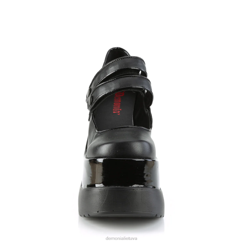 negaliojantis-37 Demonia XDP2477 juoda veganiška oda-patentas