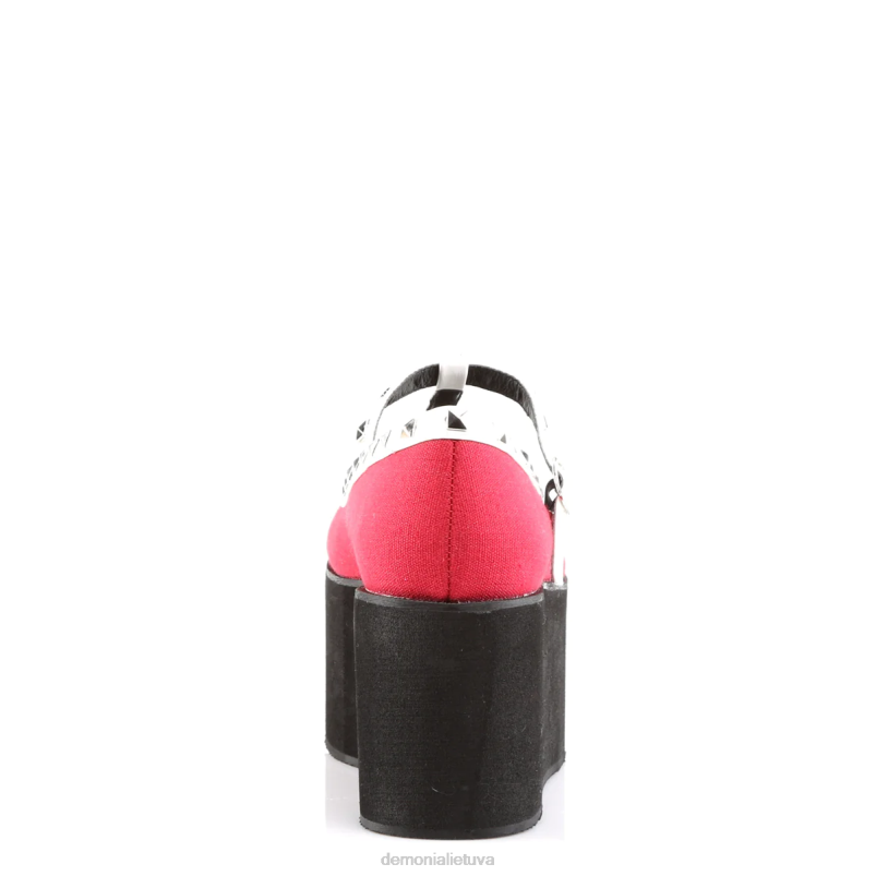 spustelėkite-07 Demonia XDP2403 raudona drobė-juoda-balta veganiška oda