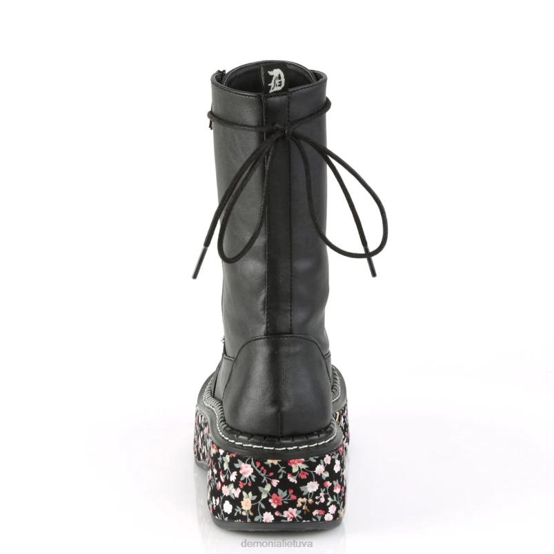 Emilija - 350 Demonia XDP21142 juodas veganiškas odinis-gėlėtas audinys