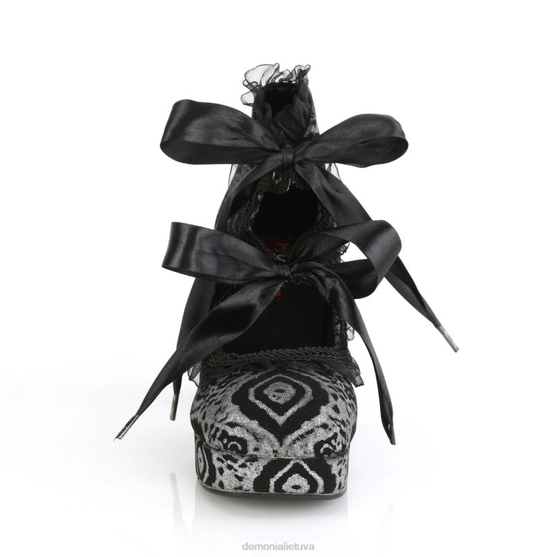 gothika-53 Demonia XDP21173 juodai sidabrinė dirbtinė nubuko oda