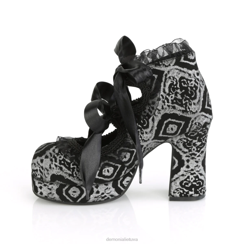 gothika-53 Demonia XDP21173 juodai sidabrinė dirbtinė nubuko oda