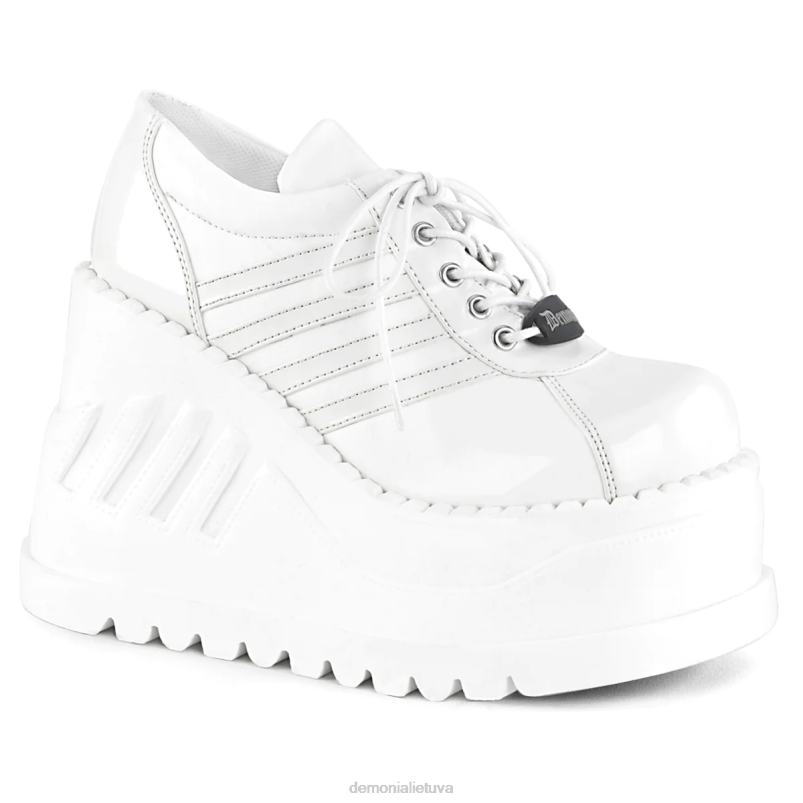stomp-08 Demonia XDP21383 balta lakuota veganiška oda