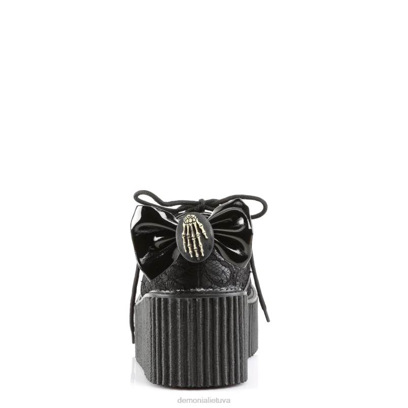 vijoklis-212 Demonia XDP21031 juoda veganiška oda-nėriniai